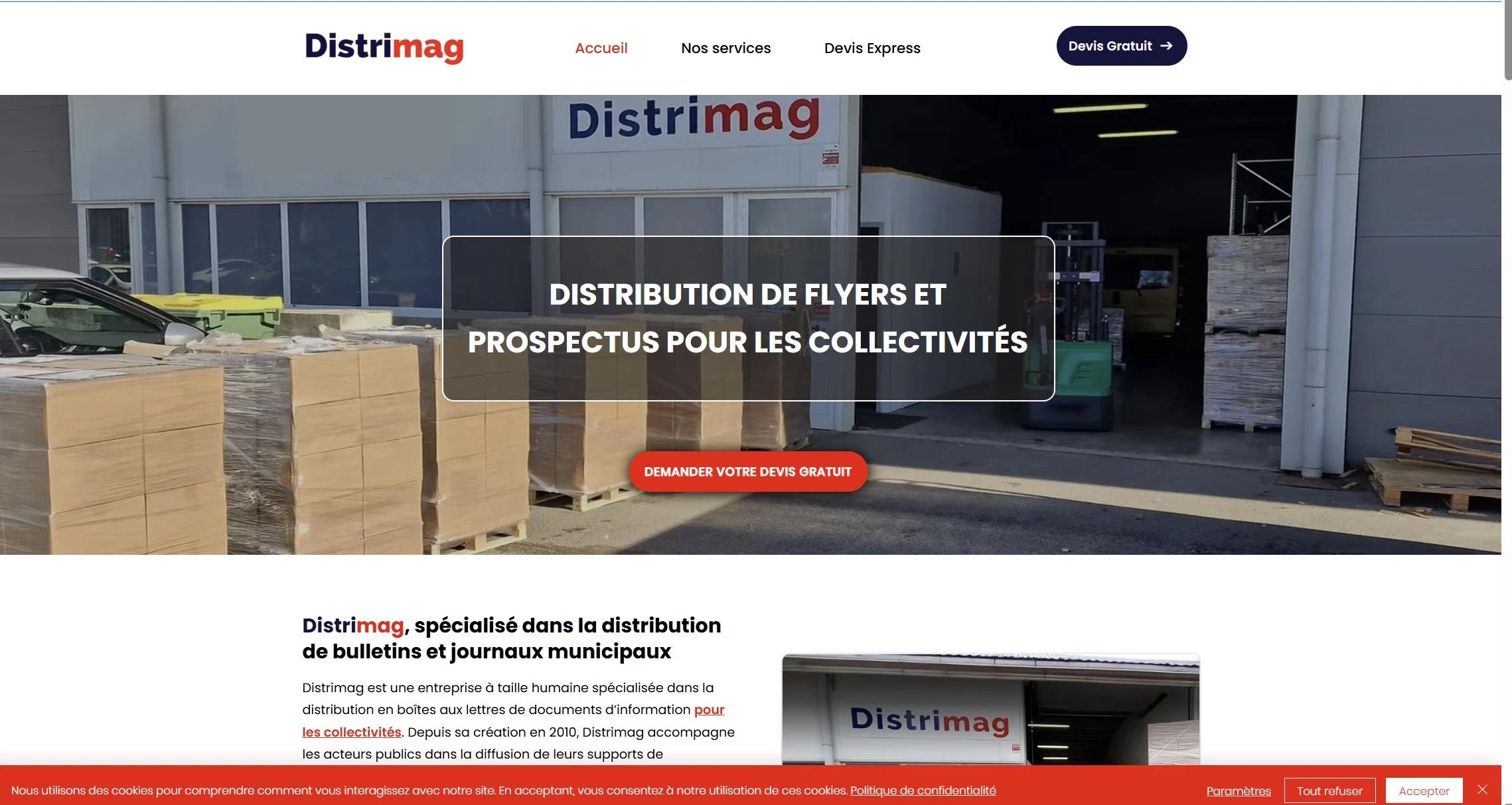 Site vitrine Distrimag développé sous Wix