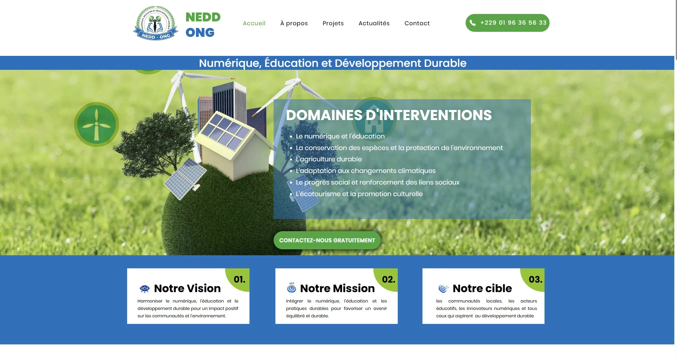 Création du site web institutionnel NEDD ONG par Abdou-Hayi SALIOU