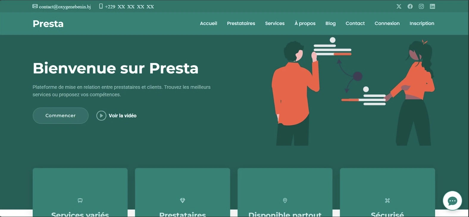 Plateforme PRESTA Bénin de mise en relation entre prestataires et clients